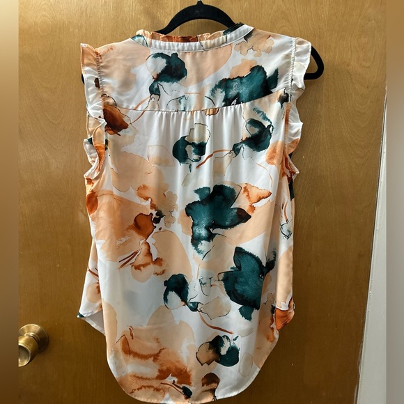 DKNY Women's Floral Sleeveless Blouse - Orange and Black - Picture 4 of 5